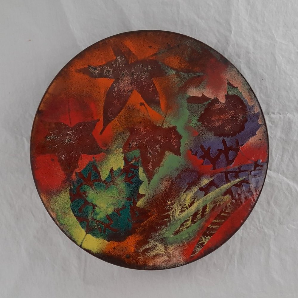 Handmade Bette Dubin Enameling on Copper Plate - 9.75"